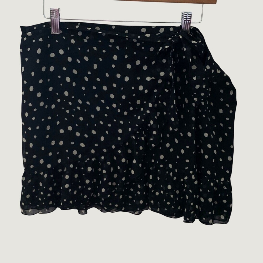 Urban Outfitters Ruffle Trim Rara Polka-Dot Mini-Skirt XL Black Tan Whimsigoth - Picture 3 of 12